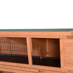 54" 2-Story Large Rabbit Hutch Bunny Cage Wooden Pet House Small Animal Habitat Lockable Doors, Tray, Roof, Orange