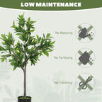 Potted Fake Plant, Lifelike Laurel Artificial Tree with 345 PEVA Leaves for Home Decor, Green