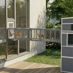 Wooden 98" Cat Tunnel for Outdoor with Combinable Design, 8 Doors, Dark Gray