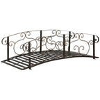 6' Metal Arch Backyard Garden Bridge, Safety Siderails, Arc Footbridge for Backyard Creek, Stream, Pond, Bronze