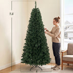 7.5 ft Artificial Christmas Tree, Norway Spruce Tree, Hinged Xmas Tree with Metal Stand
