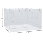 Canopy Screen Walls, Replacement Netting with 6 Service Windows and 1 Door, for 10' x 10' Canopy Tent, White