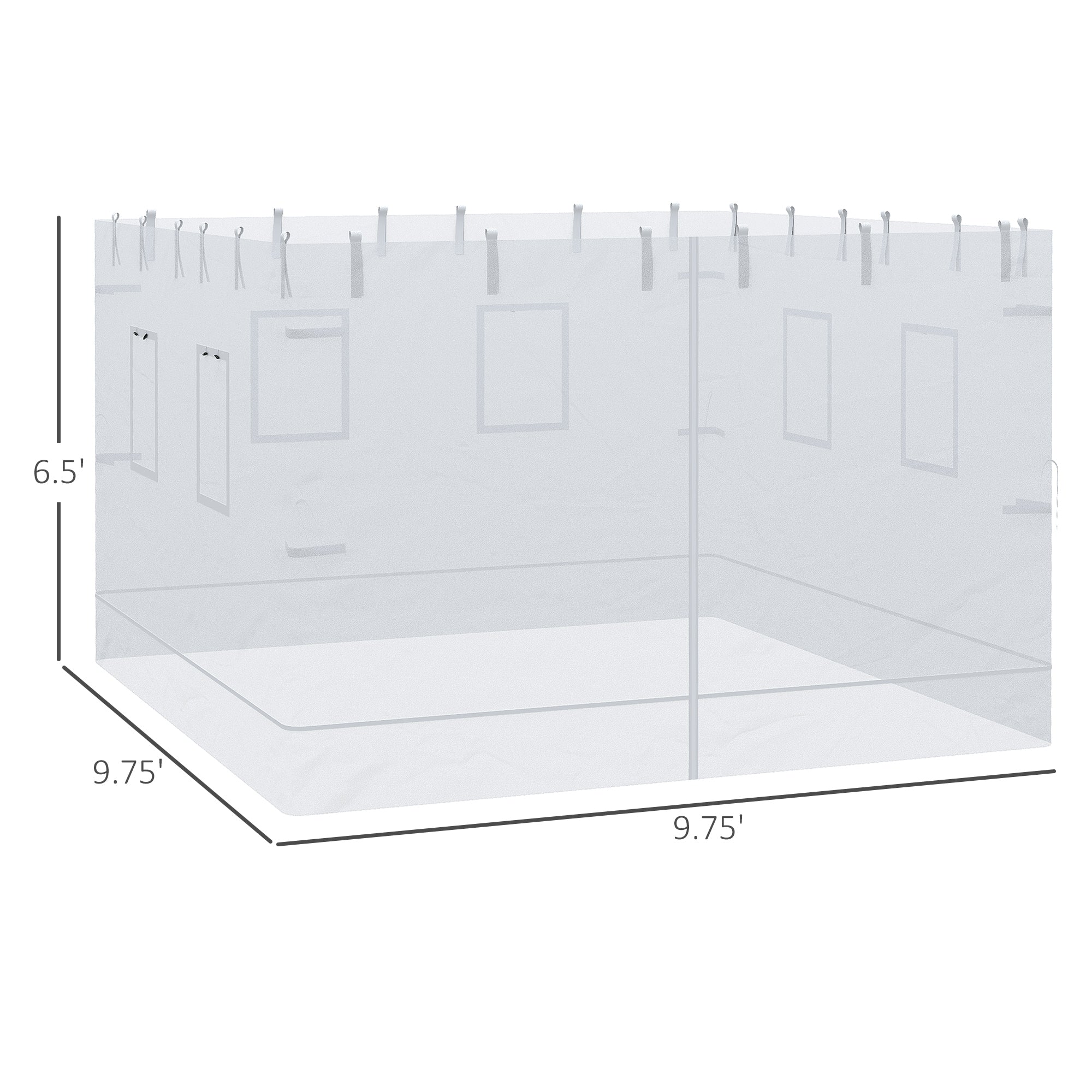 Canopy Screen Walls, Replacement Netting with 6 Service Windows and 1 Door, for 10' x 10' Canopy Tent, White