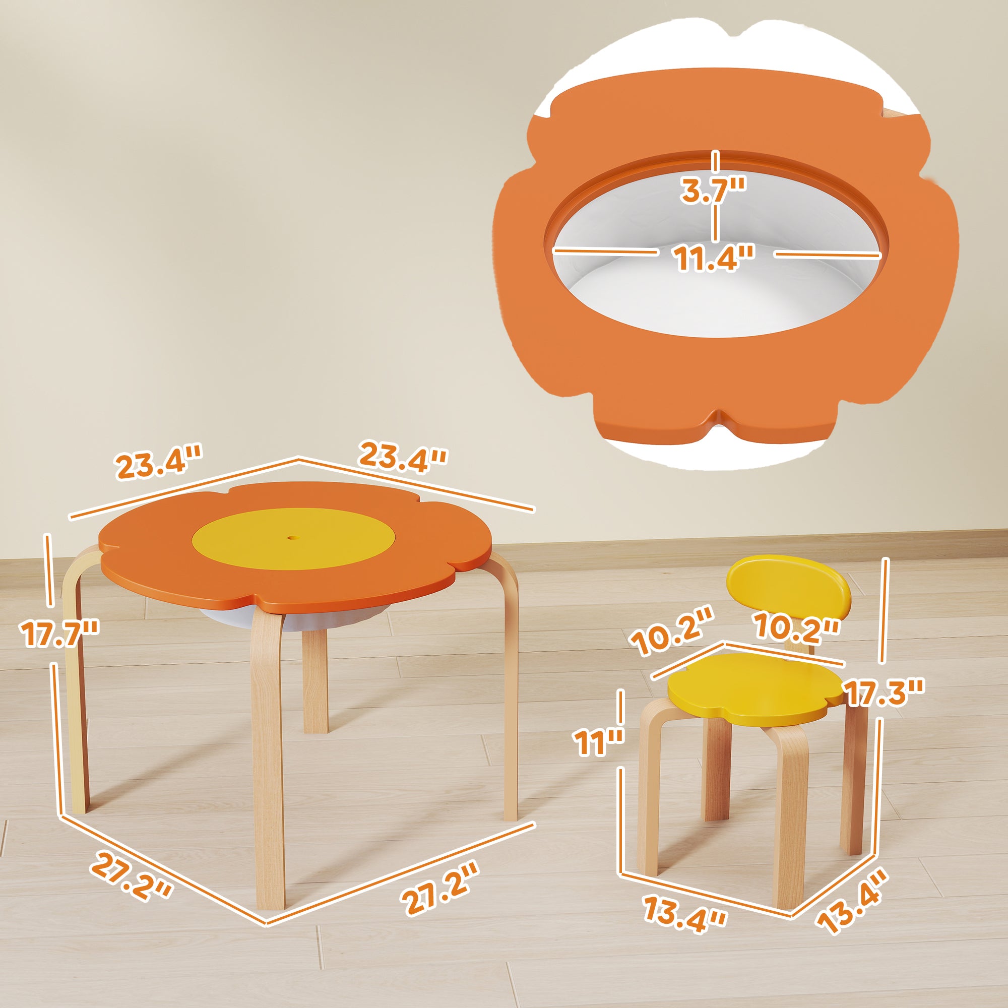 5 Piece Kids Table and Chairs Set, Toddler Table and Chair Set with Built-in Storage, for Nursery, Living Room, Playroom
