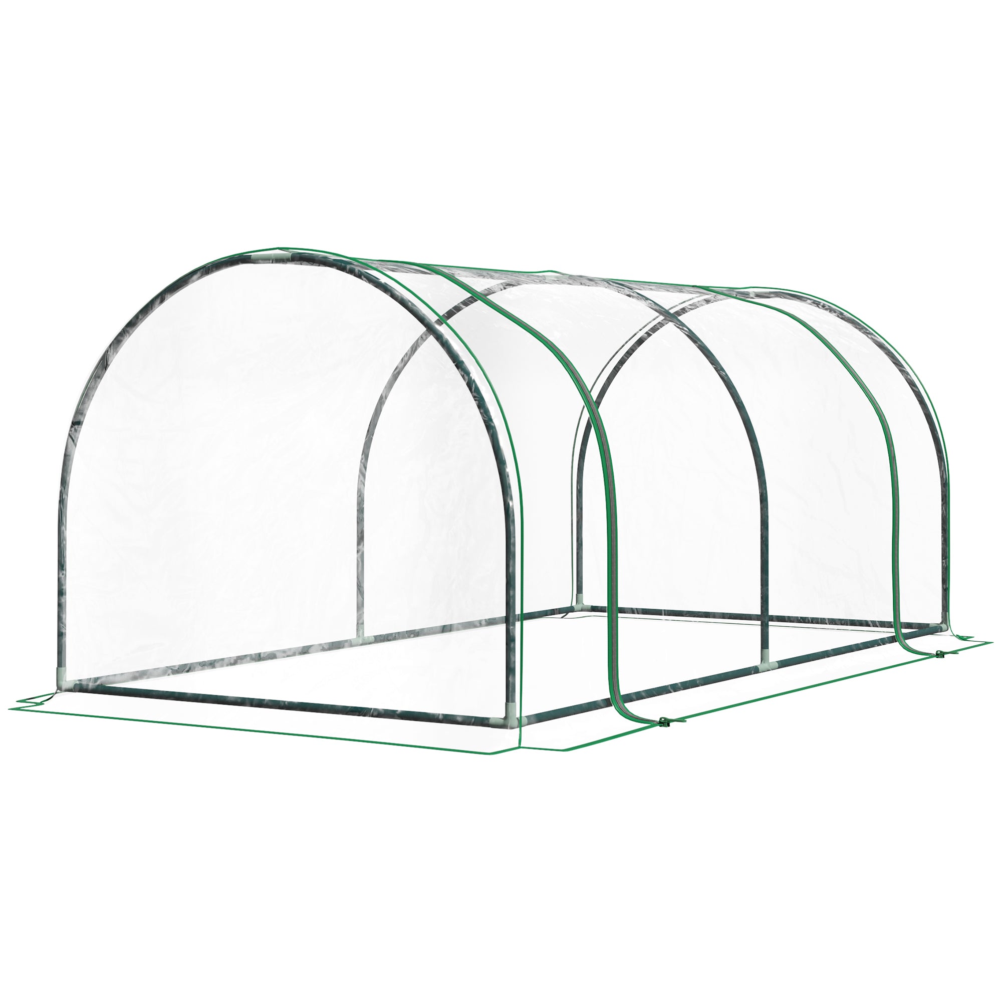 7' L x 3' W x 2.5' H Portable Tunnel Greenhouse for Outdoor Garden Hot House with 4 Zippered Doors, PVC Cover