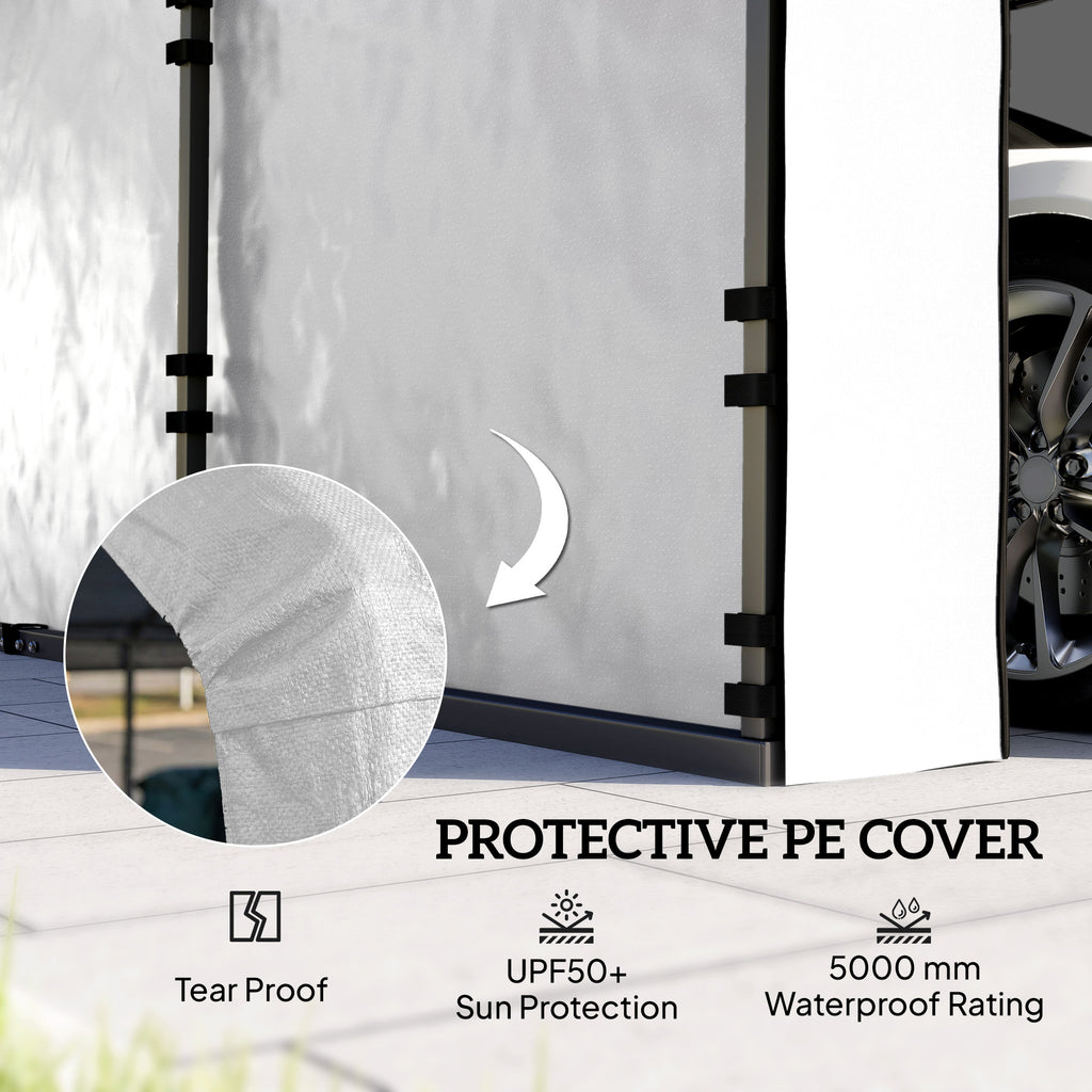 Carport Replacement Sidewall Panel for 12' x 20' Carports, UPF50+ Waterproof Replacement Side Wall Cover, White