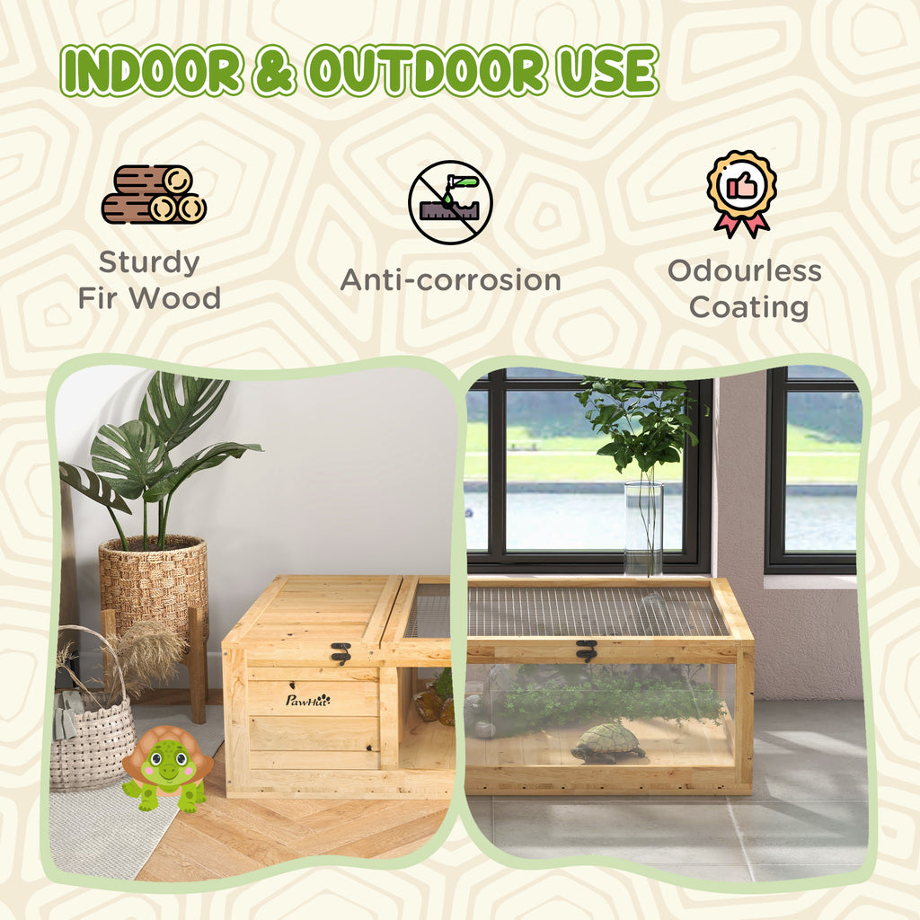 Wooden Reptile Cage with Top Access for Turtles, Lizards, Snakes, Yellow