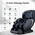 3D Zero Gravity Massage Chair with Voice and App Control, Back Heating, Full Body Shiatsu Recliner, 52" L x 29" W x 43" H, Black