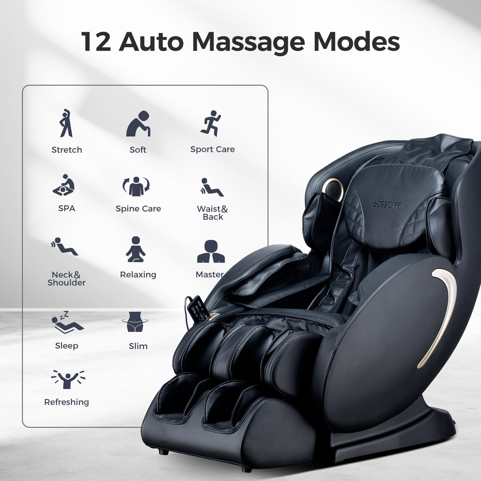 3D Zero Gravity Massage Chair with Voice and App Control, Back Heating, Full Body Shiatsu Recliner, 52" L x 29" W x 43" H, Black