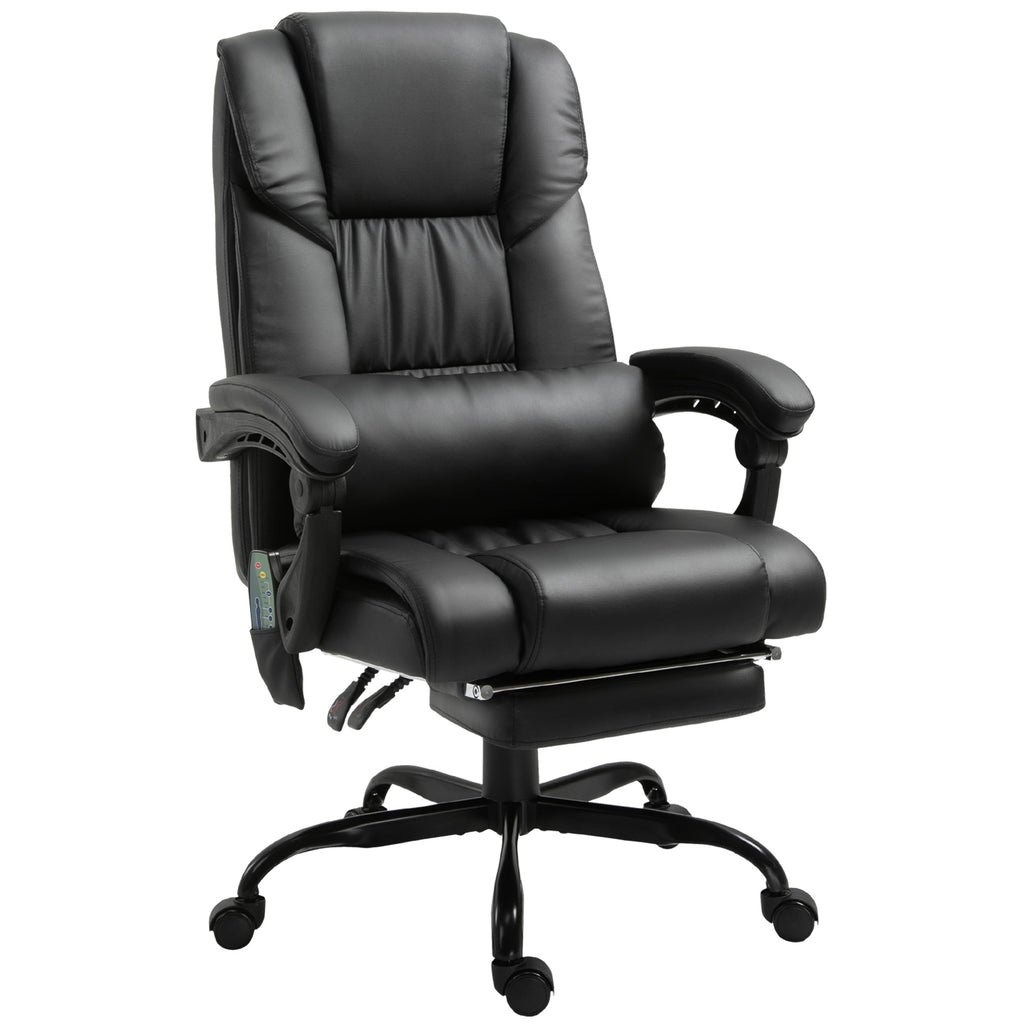Massage Office Chair with 6 Vibrating Points, High Back Reclining Office Chair with Footrest and Remote, Black
