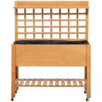 41"x18"x53" Elevated Garden Raised Bed with Shelf and Wheels Solid Wood Planter Flower Herb Boxes for Vegetables Flower Outdoor/Indoor - Brown