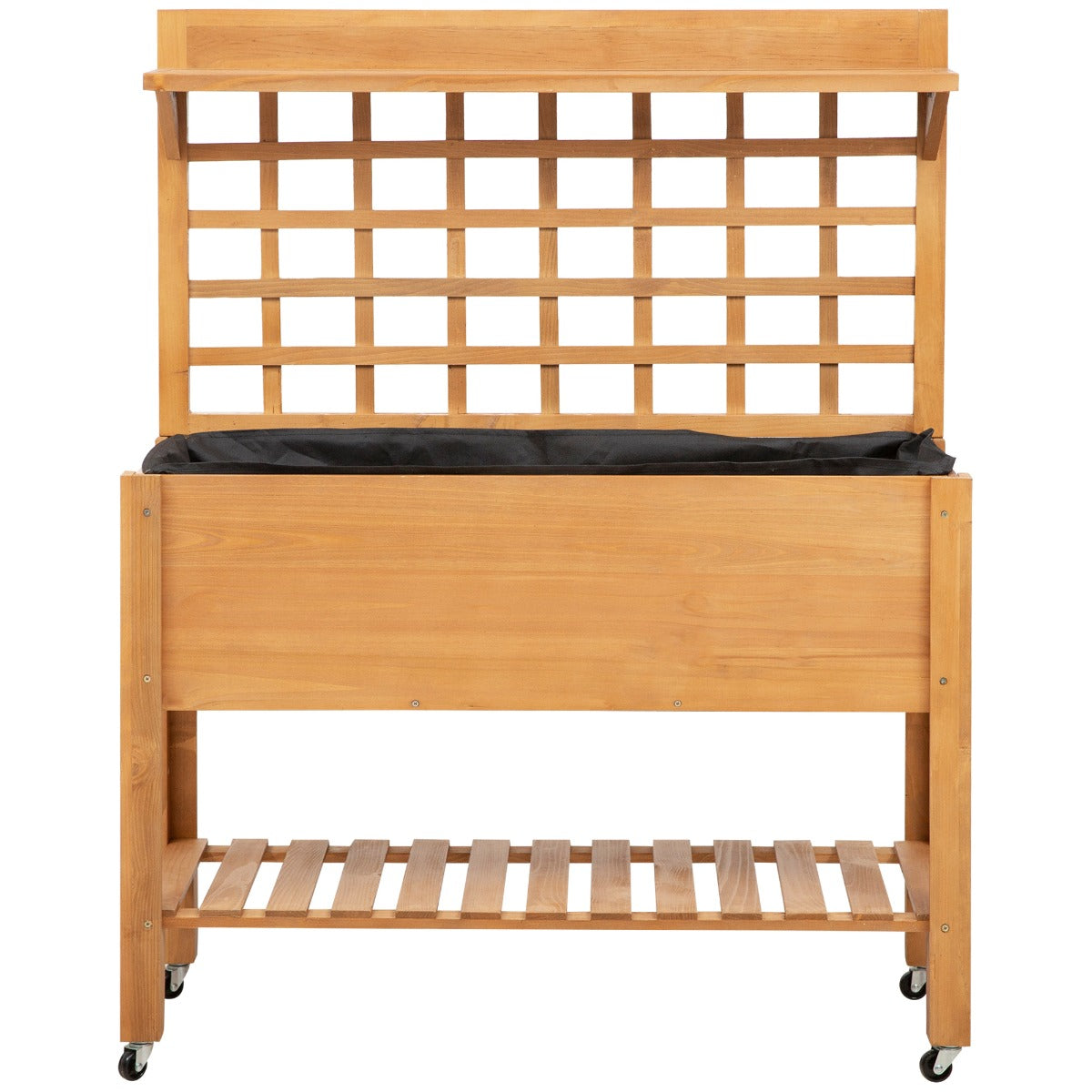 41"x18"x53" Elevated Garden Raised Bed with Shelf and Wheels Solid Wood Planter Flower Herb Boxes for Vegetables Flower Outdoor/Indoor - Brown