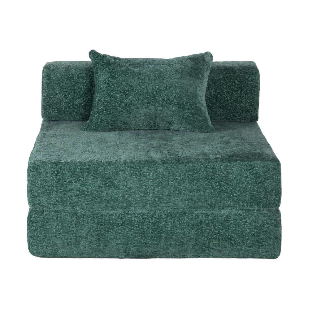 Compressed Sofa Single Seater Modular Sectional with Chenille Fabric, Modular Sofas for Small Spaces Convertible Floor Sofa Bed, 39.5" L x 39.5" W x 25" H, Beige