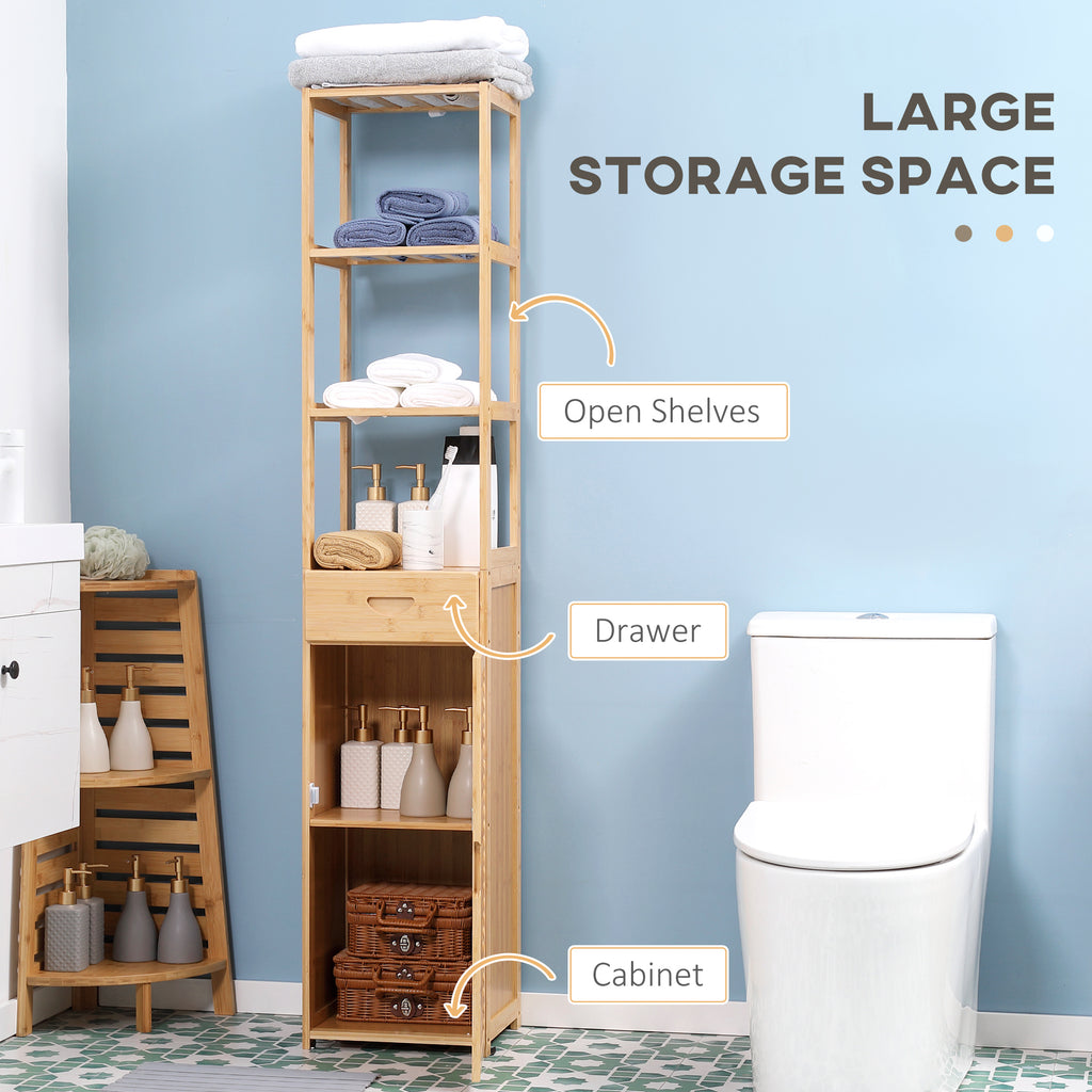 Bathroom Storage Cabinet with Drawer and Slatted Shelves