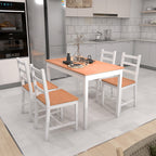 Dining Table Set for 4, 5 Piece Modern Kitchen Table and Chairs, Solid Wood Dining Room Set for Small Spaces, Breakfast Nook, White