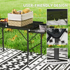 Folding Camping Table, 4.5ft Portable Table with 2 Wing Panels, Height Adjustable Metal Picnic Table