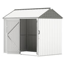 8' x 6' Metal Garden Storage Shed, Extra Large Outdoor Tool Storage House w/ Doors, Window and Air Vents, White