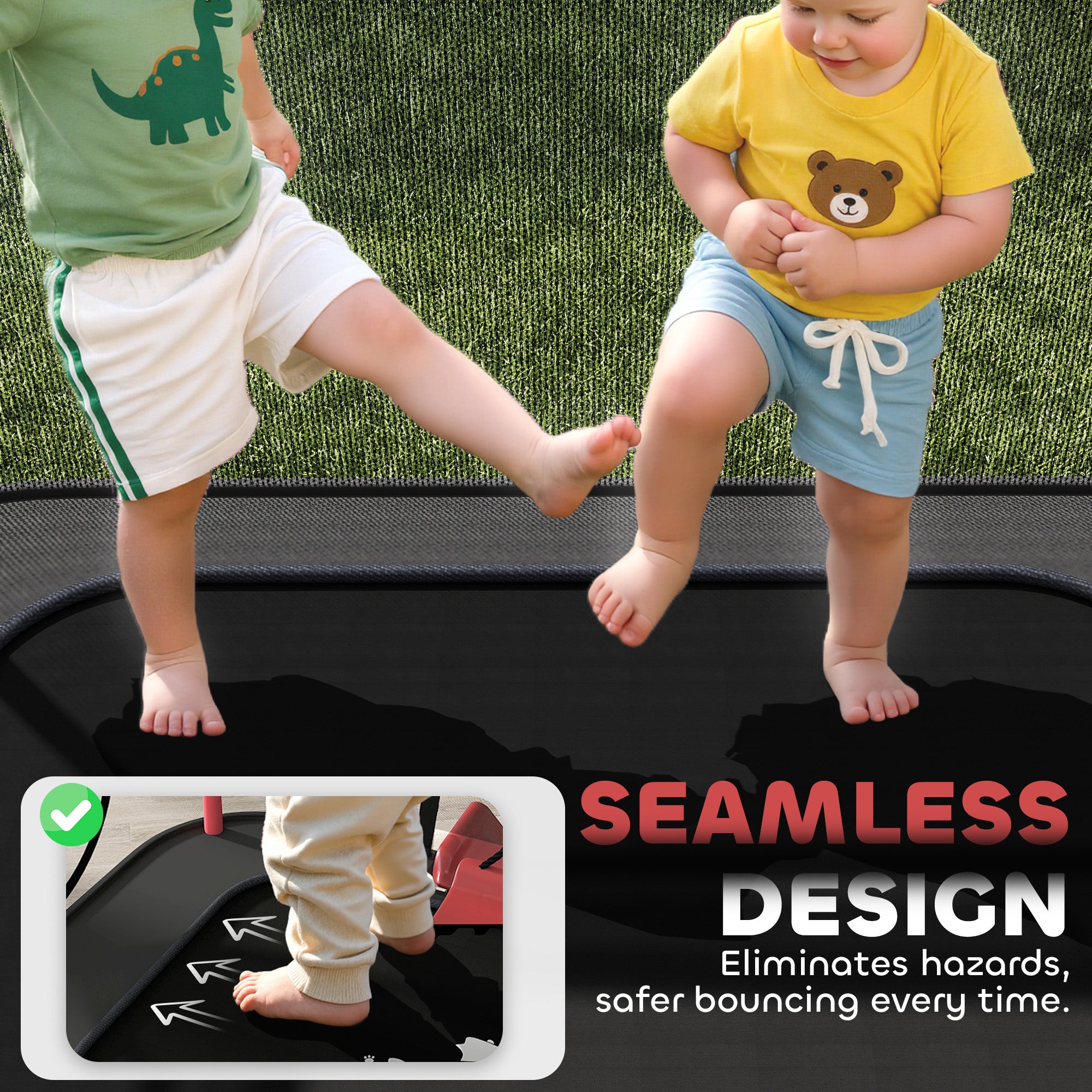 4 x 6FT Trampoline for Kids Indoor & Outdoor with Slide, Swing, Basketball Hoop and Safety Enclosure, Red