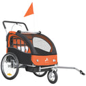 2-Seat Elite 360 Swivel Bike Trailer for Kids Bicycle Cargo Trailer with Water-Resistant Windows, Black and Orange