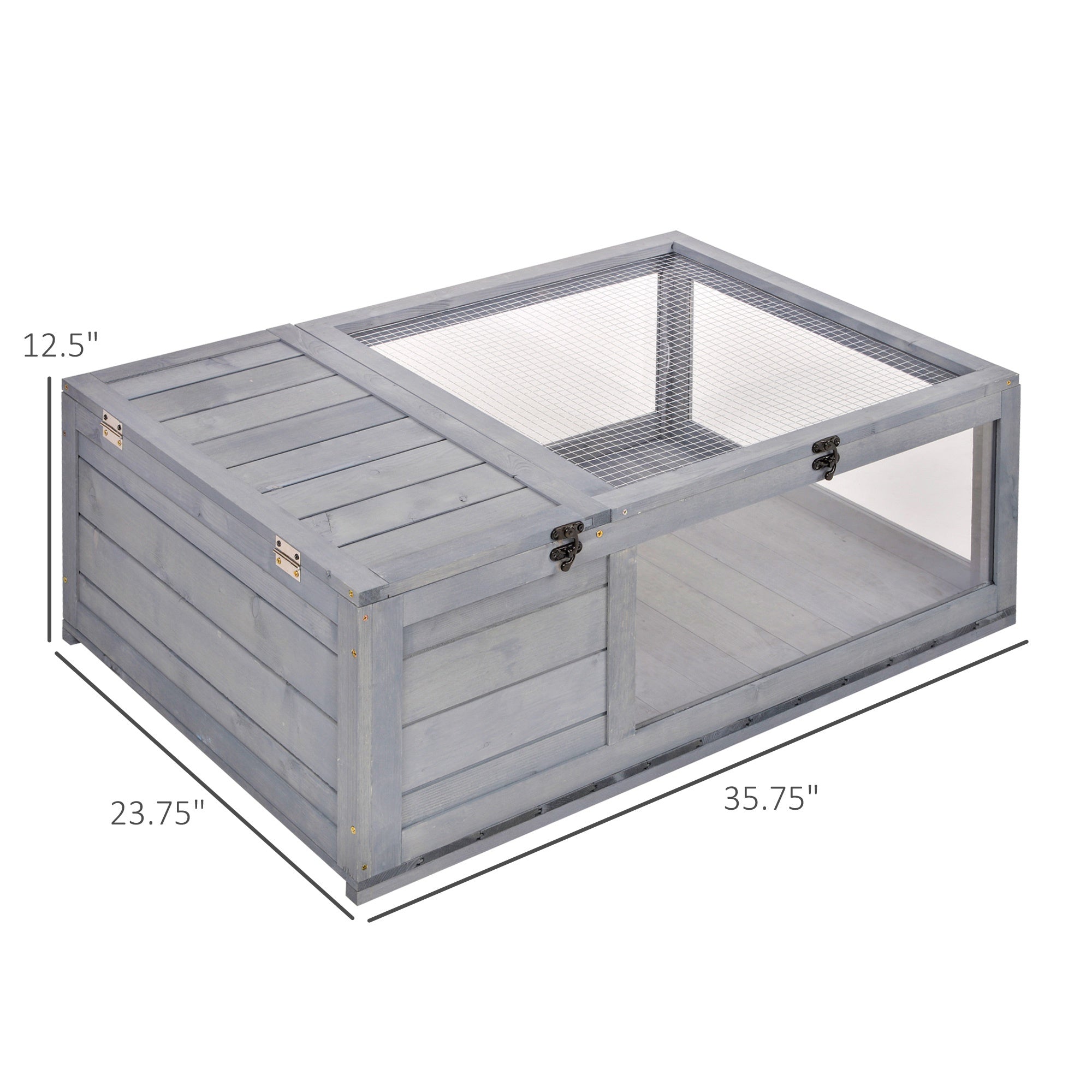 Wooden Reptile Cage with 3 Windows Slide-out Tray for Turtles, Lizards, Snakes