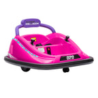 12V Kids Bumper Car Twins Motor with Parent Remote Control, Safety Belt, Lights, 360° Rotation, Pink