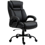Big and Tall 400lbs Executive Office Chair with Wide Seat, Computer Desk Chair with High Back PU Leather Ergonomic Upholstery, Adjustable Height and Swivel Wheels, Black