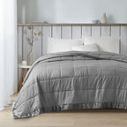 King Size Hypoallergenic Down Alternative Blanket with Satin Trim, Embossed Texture, Machine Washable, 108" L x 96" W x 0.25" H, Charcoal