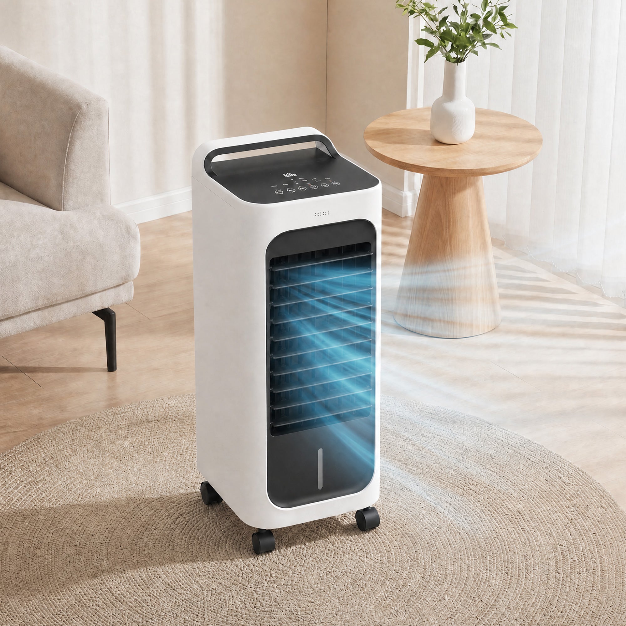 Room Air Cooler with Ice Packs, Ice Cooling Fan Water Humidifier Unit with Remote, Timer, Oscillating
