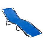 Foldable Chaise Lounge, 4-Position Reclining Back, Trifold Portable design and Breathable Mesh for Poolside,Camping, Hiking - Navy Blue