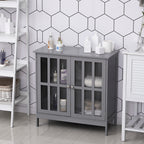 Contemporary Storage Cabinet, Cupboard Buffet Credenza with 2 Doors for Kitchen, Hallway, Living Room, Gray