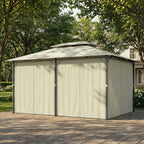 10' x 13' Patio Gazebo, Outdoor Gazebo Canopy Shelter with Curtains, Vented Roof, Steel Frame for Garden, Lawn, Backyard and Deck, Cream White
