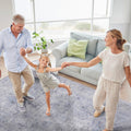 5x8 Washable Low-Pile Non-Slip Non-Shedding Area Rug, Kid and Pet Friendly, Foldable for Living Room, Bedroom, Dining Room, Blue+Cream