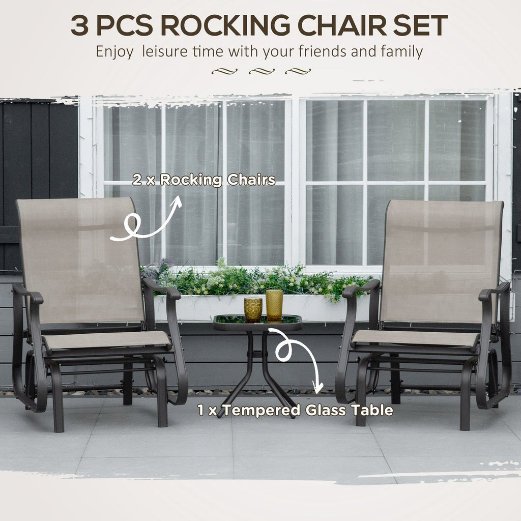 Outdoor Gliding Chairs Set Durable Compact for Patio, Bistro Tea Time, Perfect for Couples & Families, Gray