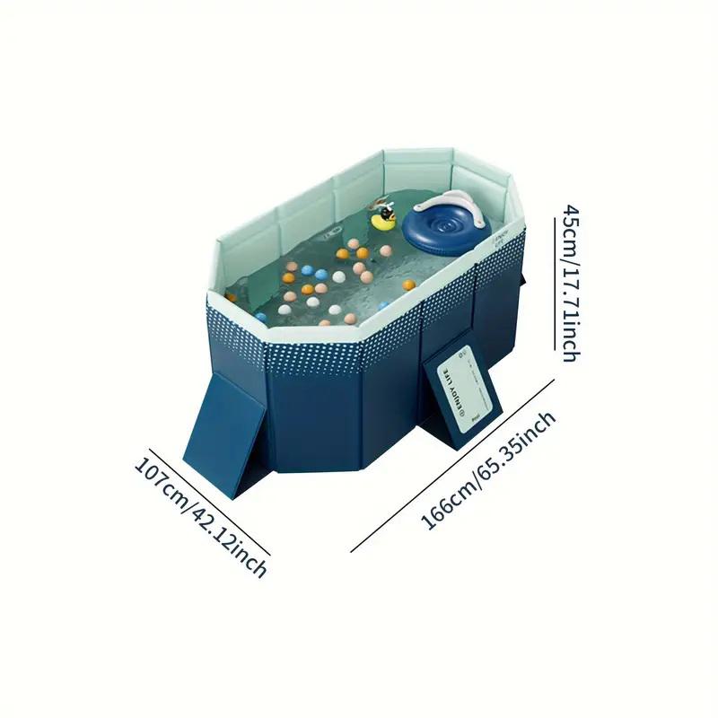 Inflatable Folding Swimming Pool with Durable PVC Construction, Blow-Up Pool with Easy Installation and Storage, 65.5" L x 42" W x 18" H, Blue