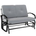 Outdoor Glider Bench, 2-Person Patio Rocker Loveseat with Tufted Cushions, Steel Frame for Porch, Garden Backyard, Gray