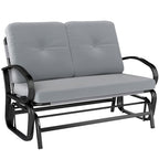 Outdoor Glider Bench, 2-Person Patio Rocker Loveseat with Tufted Cushions, Steel Frame for Porch, Garden Backyard, Gray