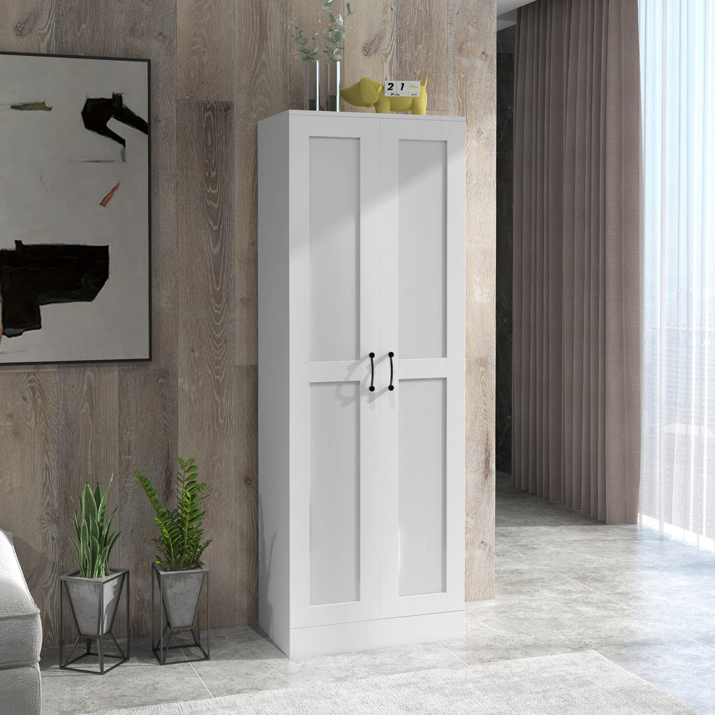 White Storage Cabinet with Adjustable Shelves and Tall Design, for Kitchen Storage, Perfect for Home Use and Family Organization
