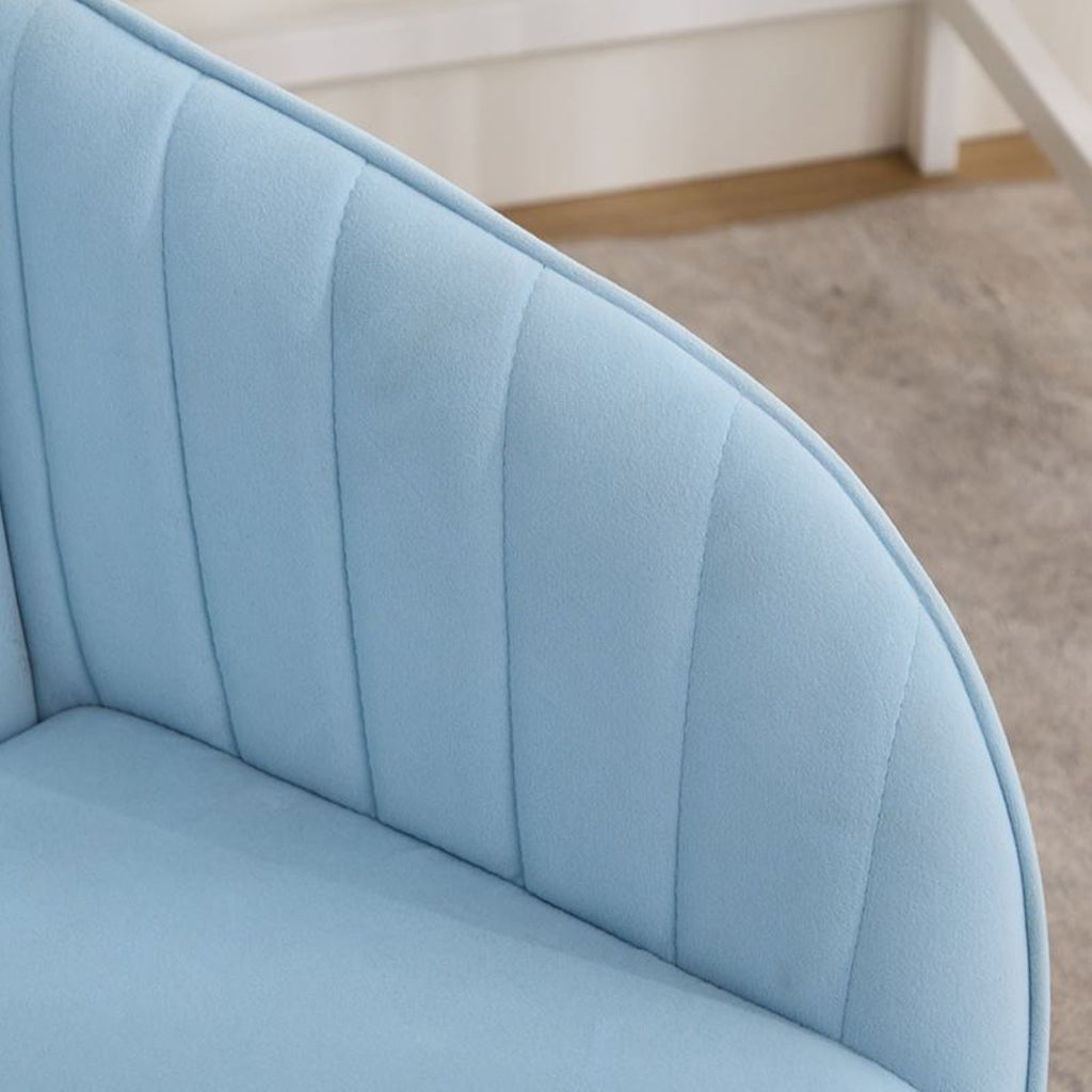 Adjustable Swivel Chair with Memory Foam Cushion and Lumbar Support, Ergonomic Office Chair with Silver Base, 25" L x 23" W x 38" H, Baby Blue