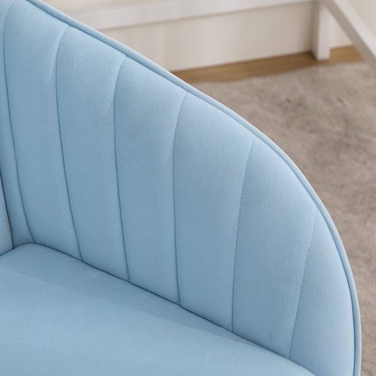 Adjustable Swivel Chair with Memory Foam Cushion and Lumbar Support, Ergonomic Office Chair with Silver Base, 25" L x 23" W x 38" H, Baby Blue