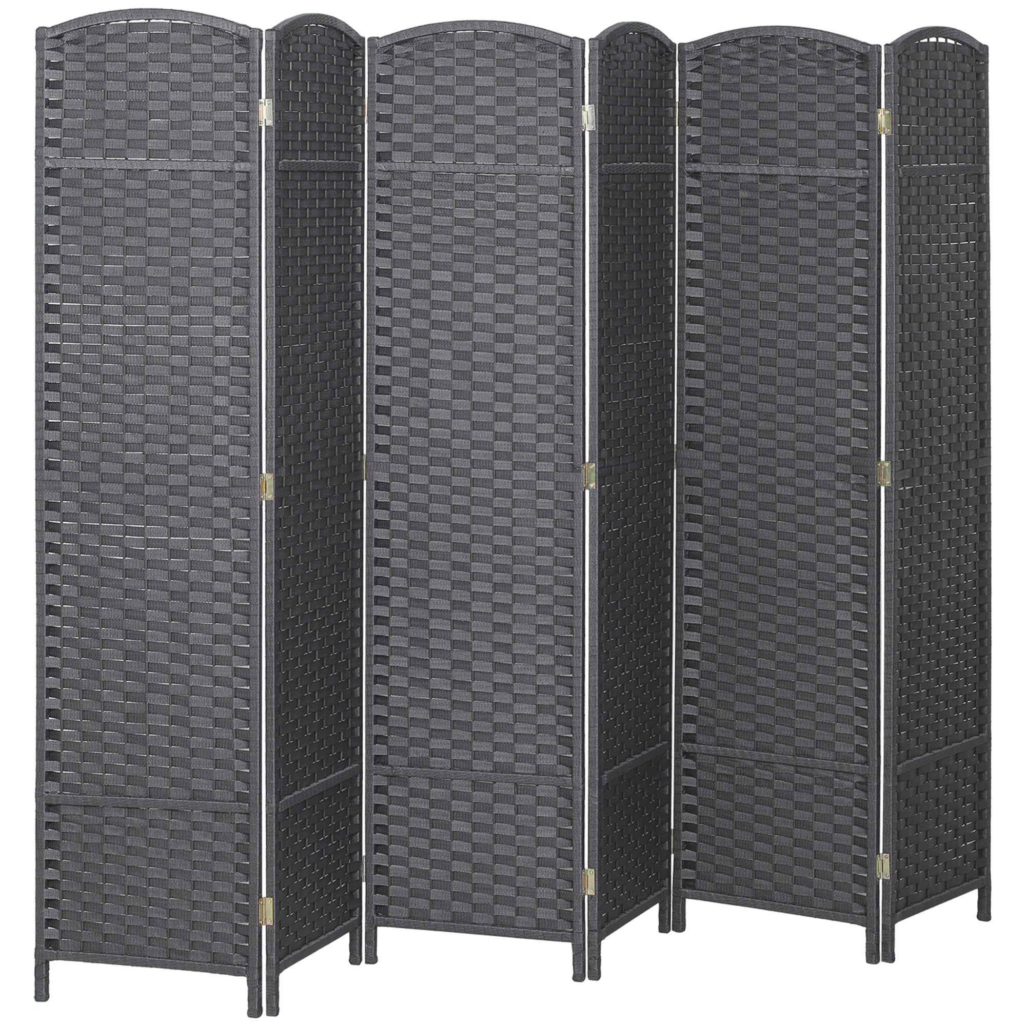 Folding Room Divider Screen 6 Panel 5.6' Tall Privacy Screen Freestanding Room Partition for Home Office, Charcoal Gray