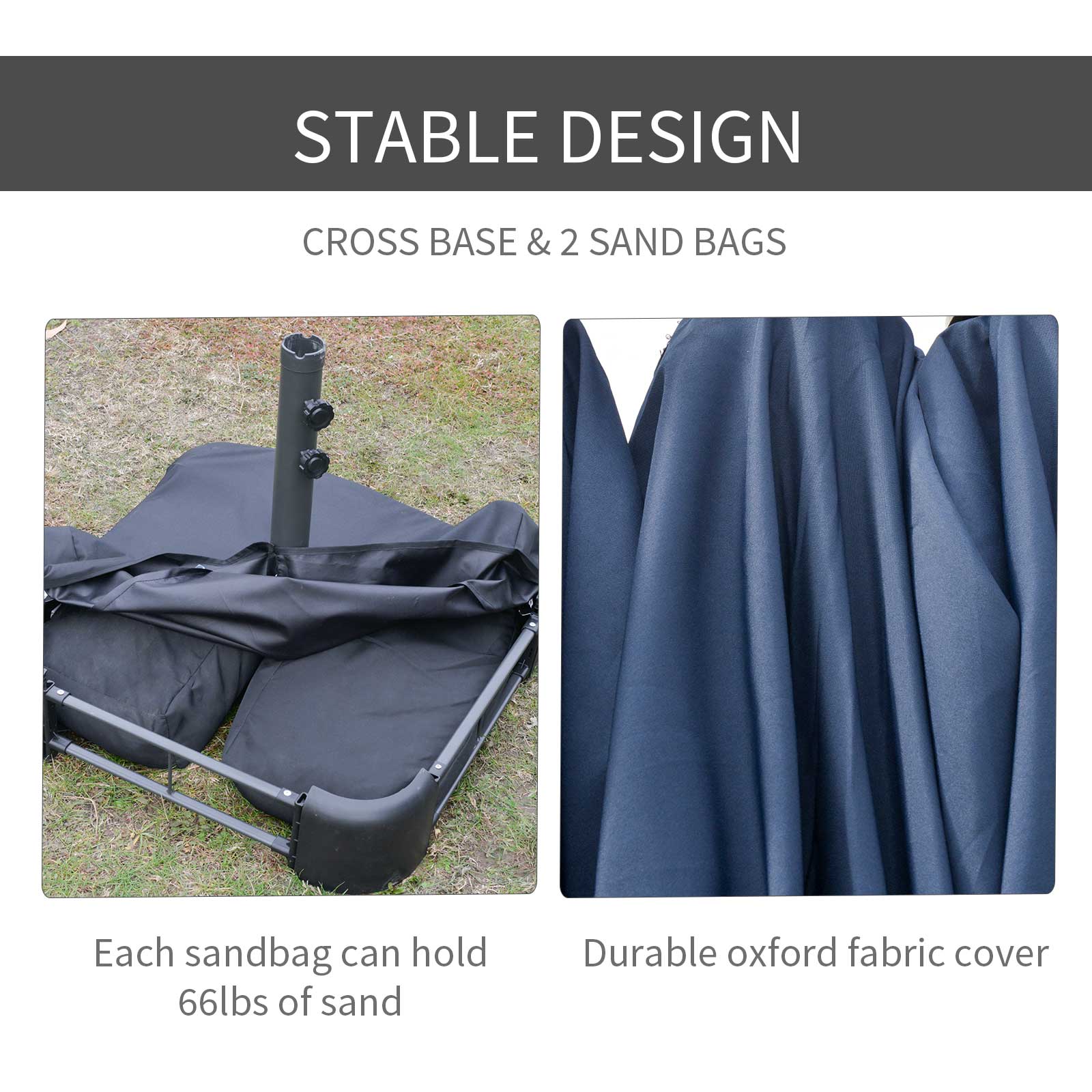 Double-Sided Patio Umbrella, Rust-Resistant Steel, Poolside Shade, Dark Blue