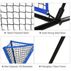 Baseball Net Set with 7.5x7ft Catcher Net, Ball Caddy, Portable Pitching Net for Hitting, Pitching, Batting, Catching, Blue
