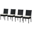 4 PE Rattan Outdoor Dining Chairs with Cushions, Patio Wicker Dining Chairs with Backrest, Black