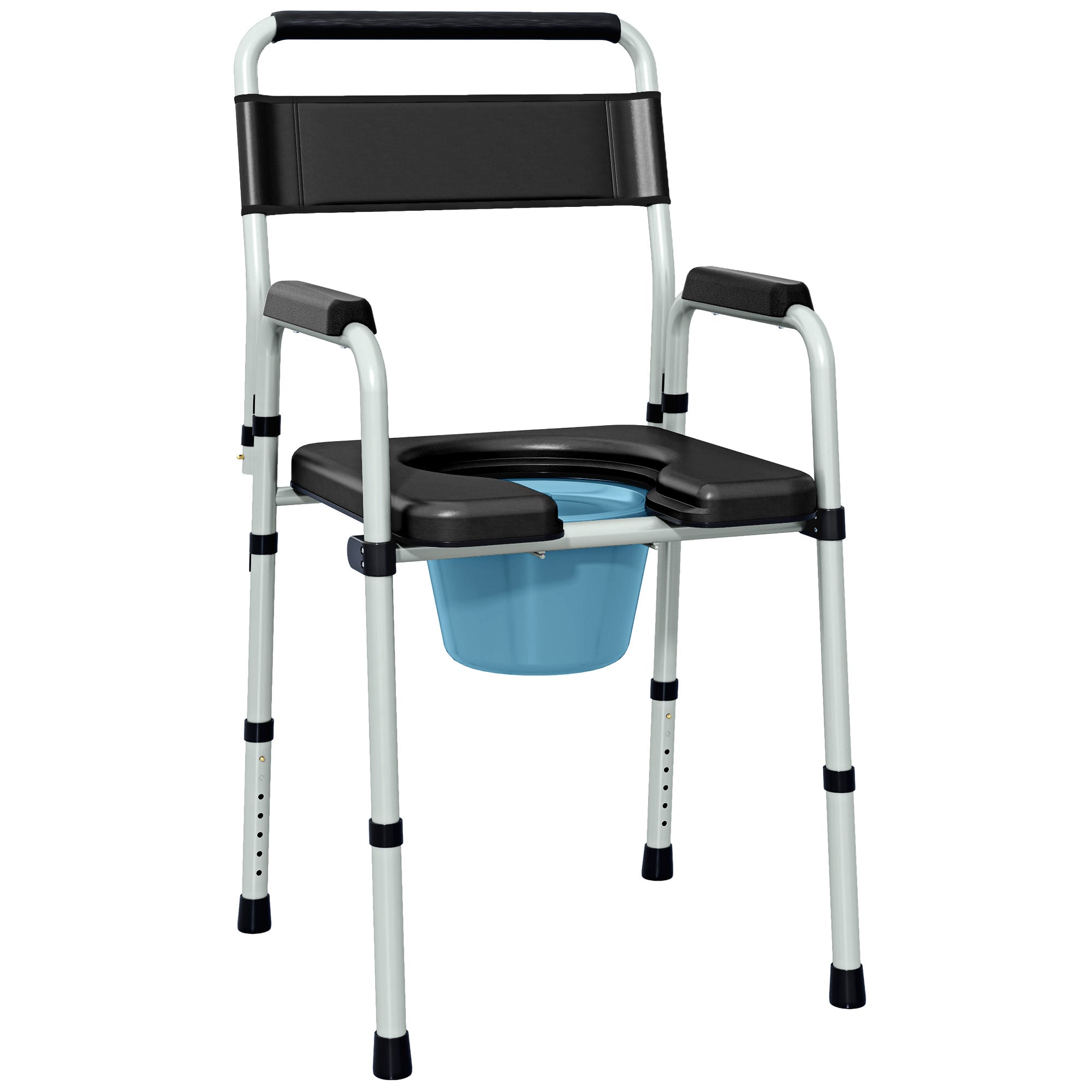 Bedside Commode Chair for Seniors, Adults, Handicap, Raised Toilet Seat with Arm, Adjustable Height, 331 lbs, Black