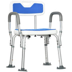 EVA Padded Shower Chair with Arms and Back, Bath Seat with Adjustable Height, Anti-slip Shower Bench for Seniors and Disabled, Tool-Free Assembly, 299lbs