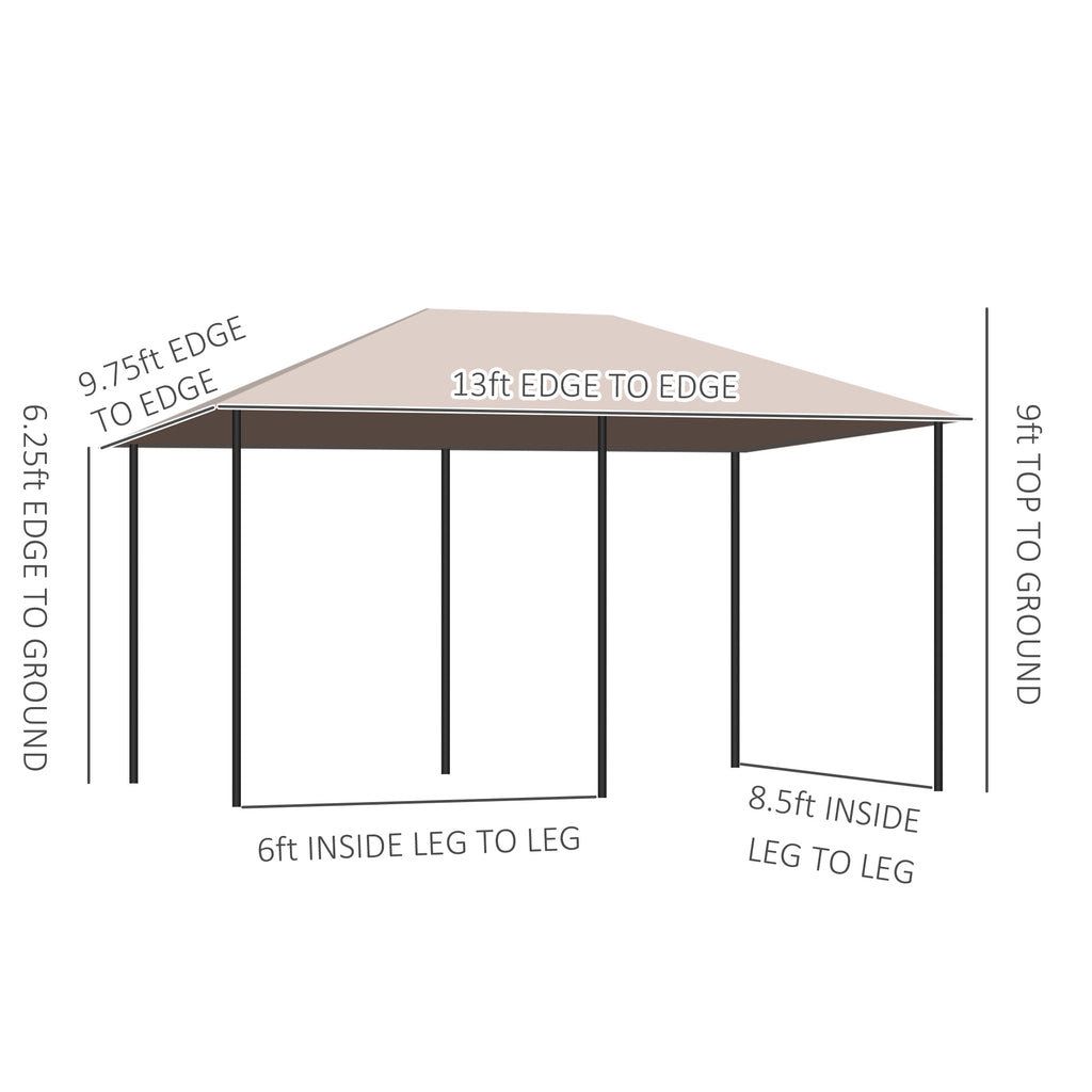 10' x 13' Outdoor Patio Gazebo Canopy Shelter with 6 Removable Sidewalls, & Steel Frame for Garden, Lawn, Backyard and Deck, Khaki