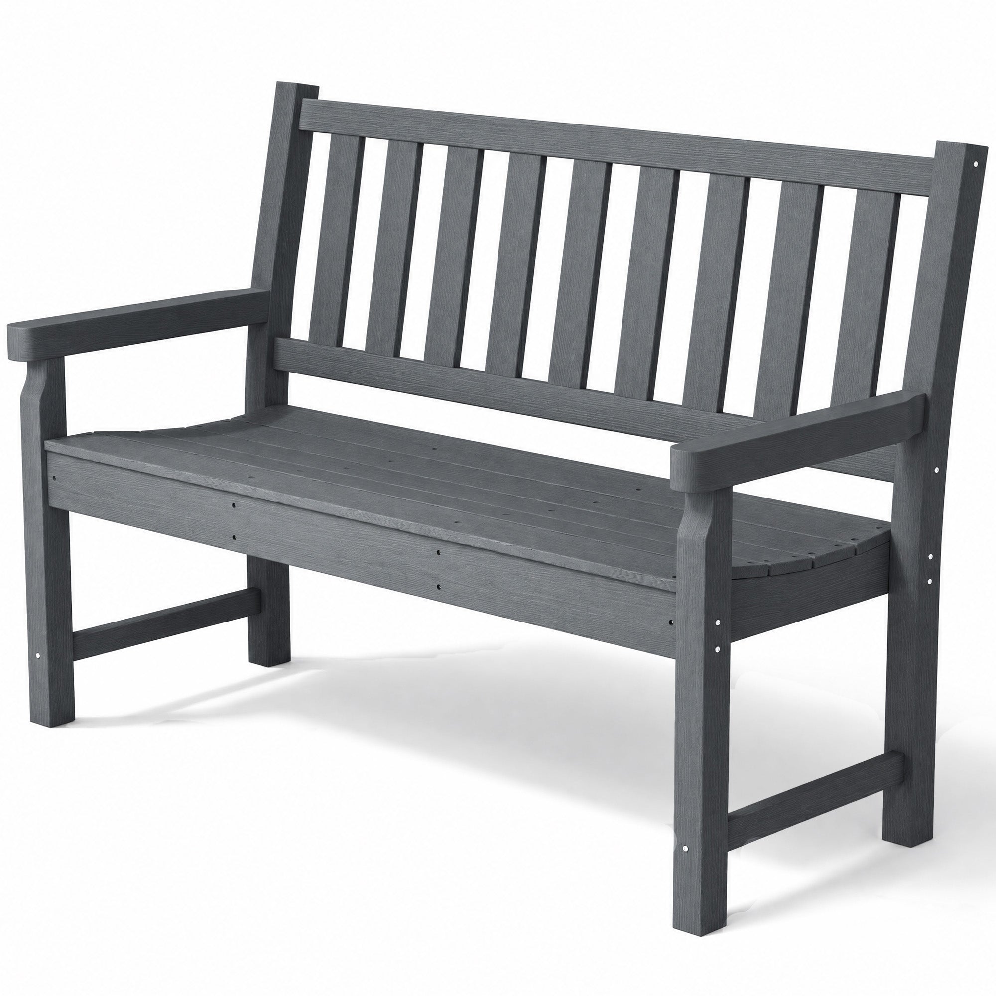 2-Person Garden Bench, HDPE Outdoor Bench with 530 lbs Capacity, Curved Seat for Backyard, Park, Porch, Lawn, Gray