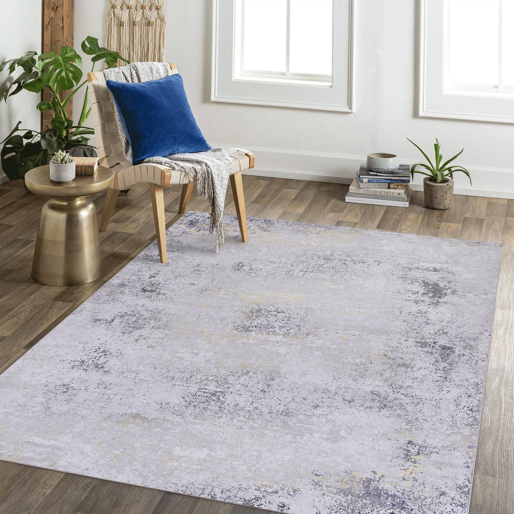 8x10 Non-Slip Machine Washable Area Rug with Low-Pile, Non-Shedding Kid and Pet Friendly Carpet, 96" L x 120" W x 0.15" H, Gray