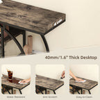 39.4" Console Table with Storage Shelves, Industrial Sofa Table for Living Room, Hallway, Rustic Oak