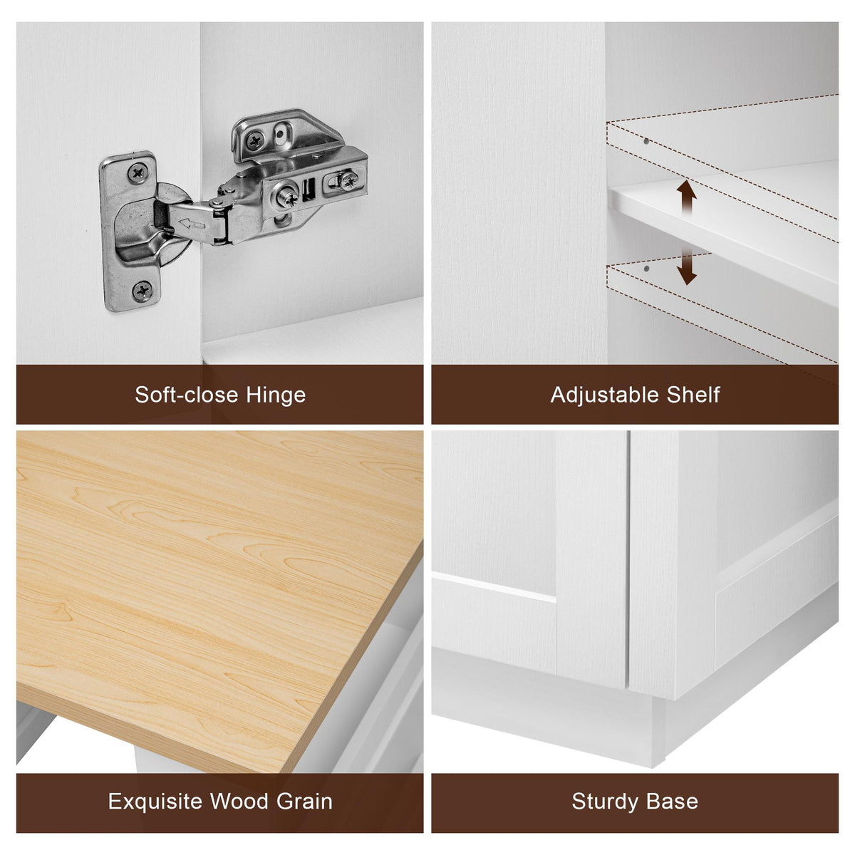 Kitchen Island with Extendable Table, Double-Sided Storage, Power Outlet, Adjustable Shelves, Lockable Wheels, 83" L x 27.5" W x 36" H, White Oak